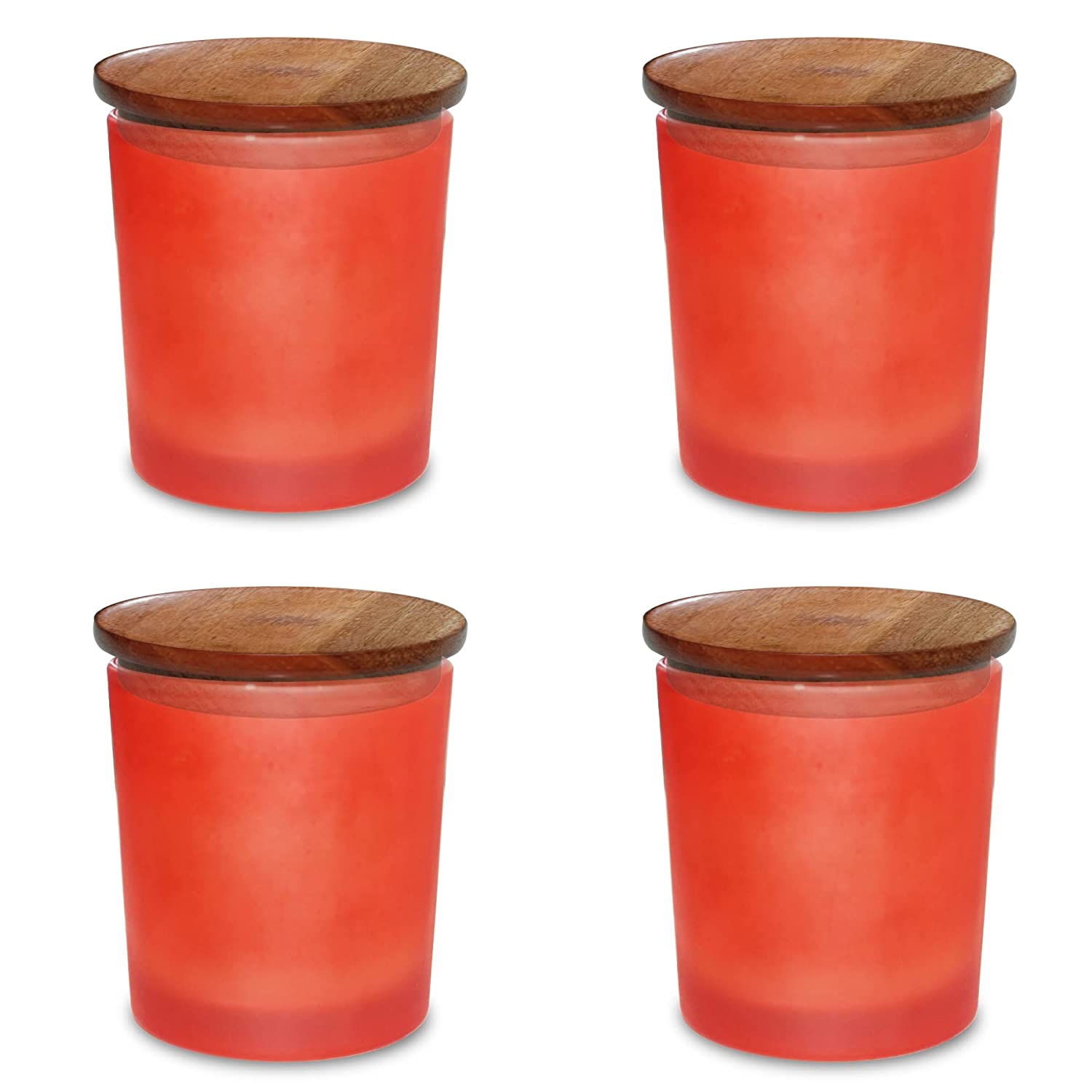 Shoprythm Packaging,Cosmetic Jar Red frosted jar with wooden lid Shoprythm Packaging,Cosmetic Jar Red frosted jar with wooden lid